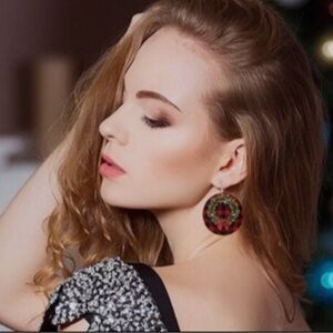 Buffalo plaid earrings wreath